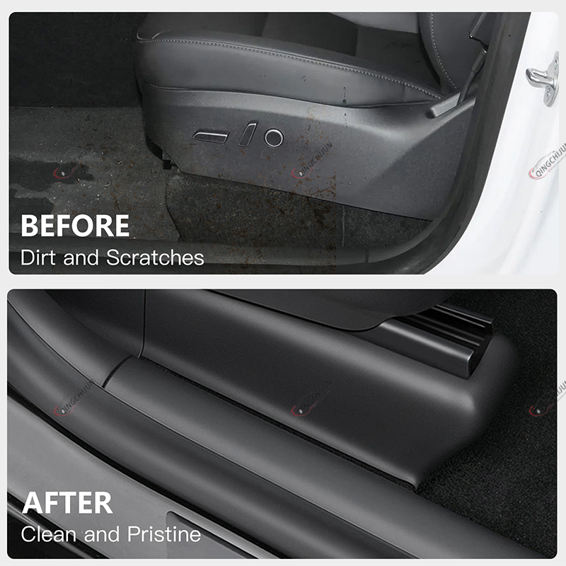 Tesla Model Y Seat Slide Rail Pad Cover And Door Sill Protector-3