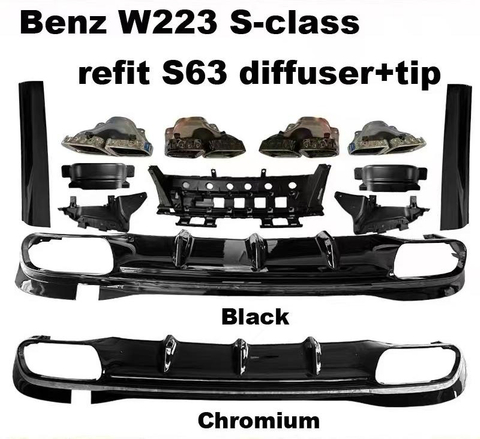 Кончики заднего диффузора для Benz S -класса обновления W223 S63 AMG Bodykit - Qingchijun